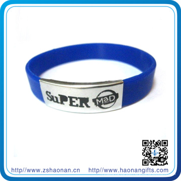 Silicone do bracelete do metal dos artigos do presente com logotipo feito sob encomenda